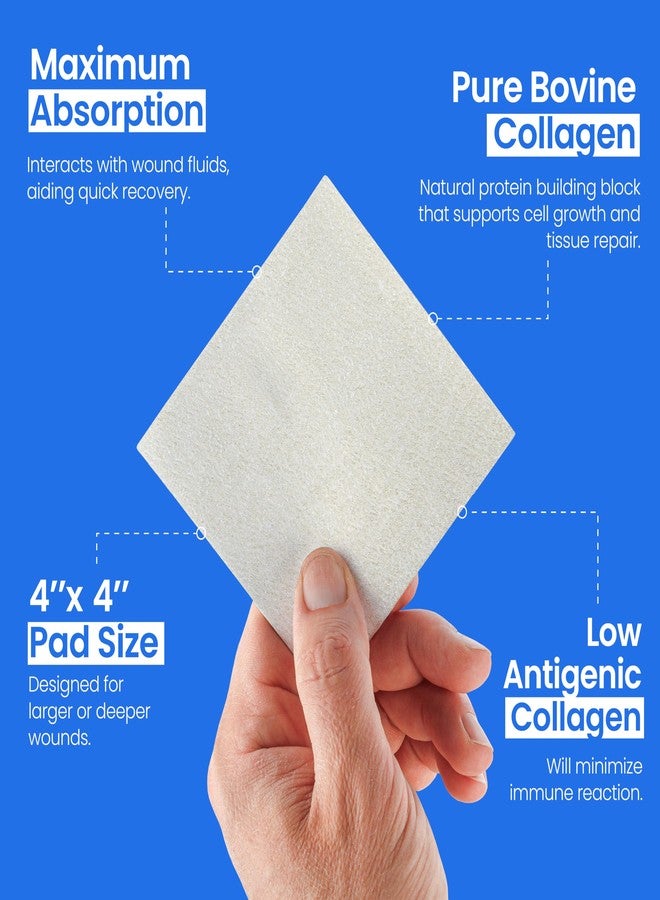 Simpurity Collagen Dressing Pads - 4" x 4" 5 Count Collagen Pads for Wounds - Non-Adherent Collagen Dressing for Wound Care - Safe n' Simple Wound Care Supplies. - Image 4